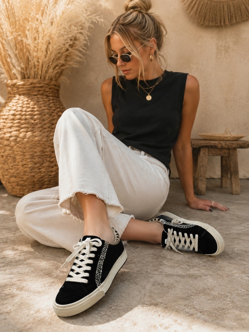 Madewell Black Suede Sneakers with White Soles